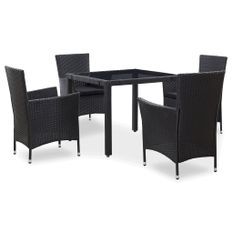 Mobilier à dîner d'extérieur 5 pcs Résine tressée Noir 2