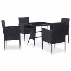 Mobilier à dîner d'extérieur 5 pcs Résine tressée Noir