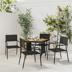Mobilier à dîner d'extérieur 5 pcs Résine tressée Noir