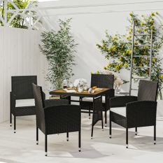 Mobilier à dîner d'extérieur 5 pcs Résine tressée Noir