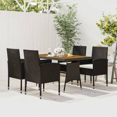 Mobilier à dîner d'extérieur 5 pcs Résine tressée Noir