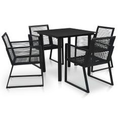 Mobilier à dîner d'extérieur 5 pcs Rotin PVC Noir 2