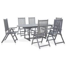 Mobilier à dîner d'extérieur 7 pcs en Bois d'acacia solide Gris