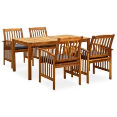 Mobilier à dîner d'extérieur 7 pcs et coussins Acacia solide