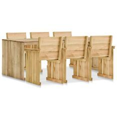 Mobilier à dîner d'extérieur 7 pcs Pin imprégné