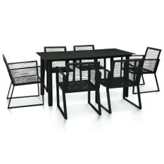 Mobilier à dîner d'extérieur 7 pcs Rotin PVC Noir