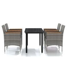 Mobilier à dîner d'extérieur avec coussins 5 pcs Gris et noir