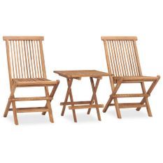 Mobilier à dîner d'extérieur pliable 3 pcs Bois solide de teck 2