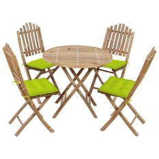 Mobilier à dîner d'extérieur pliable 5 pcs avec coussins Bambou 25