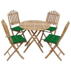 Mobilier à dîner d'extérieur pliable 5 pcs avec coussins Bambou 7