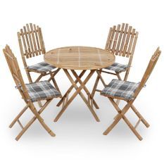 Mobilier à dîner d'extérieur pliable 5 pcs avec coussins Bambou 23