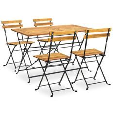 Mobilier à dîner d'extérieur pliable 5 pcs Bois d'acacia solide 2