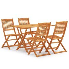 Mobilier à dîner d'extérieur pliable 5 pcs Bois d'eucalyptus