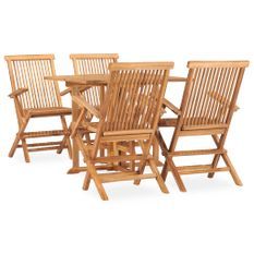 Mobilier à dîner d'extérieur pliable 5 pcs Bois solide de teck 4