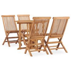 Mobilier à dîner d'extérieur pliable 5 pcs Bois solide de teck 3