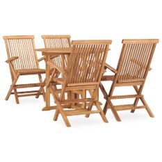 Mobilier à dîner d'extérieur pliable 5 pcs Bois solide de teck 2