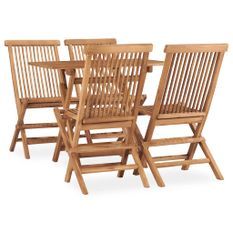 Mobilier à dîner d'extérieur pliable 5 pcs Bois solide de teck 5