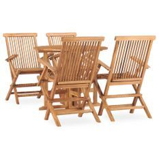 Mobilier à dîner d'extérieur pliable 5 pcs Bois solide de teck