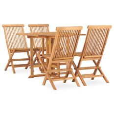 Mobilier à dîner d'extérieur pliable 5 pcs Bois solide de teck