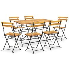 Mobilier à dîner d'extérieur pliable 7 pcs Bois d'acacia solide