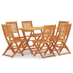 Mobilier à dîner d'extérieur pliable 7 pcs Bois d'eucalyptus 3