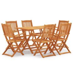 Mobilier à dîner d'extérieur pliable 7 pcs Bois d'eucalyptus