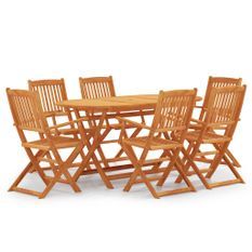 Mobilier à dîner d'extérieur pliable 7 pcs Bois d'eucalyptus 4