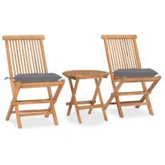 Mobilier à dîner d'extérieur pliable avec coussin 3 pcs Teck 34