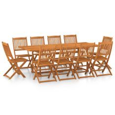 Mobilier à dîner de jardin 11 pcs Bois d'acacia massif