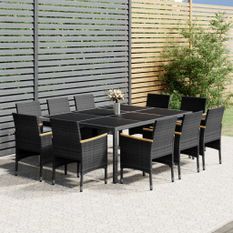 Mobilier à dîner de jardin 11 pcs Résine tressée Gris