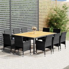 Mobilier à dîner de jardin 11 pcs Résine tressée Gris