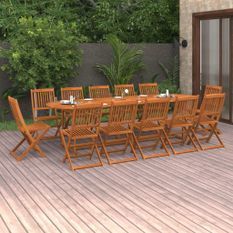 Mobilier à dîner de jardin 13 pcs Bois d'acacia massif 4