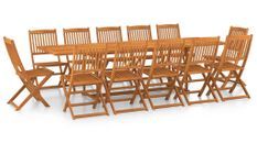 Mobilier à dîner de jardin 13 pcs Bois d'acacia massif 2