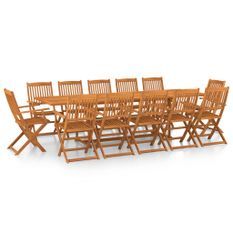 Mobilier à dîner de jardin 13 pcs Bois d'acacia massif