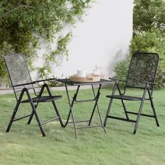 Mobilier à dîner de jardin 3 pcs Maille Métal Anthracite