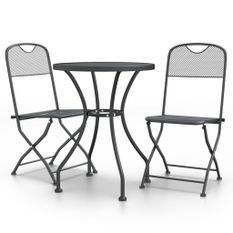 Mobilier à dîner de jardin 3 pcs Maille Métal Anthracite 3