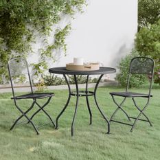 Mobilier à dîner de jardin 3 pcs Maille Métal Anthracite