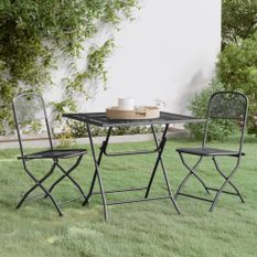 Mobilier à dîner de jardin 3 pcs Maille Métal Anthracite