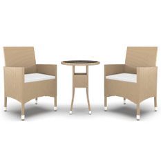 Mobilier à dîner de jardin 3 pcs Résine tressée Beige