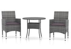 Mobilier à dîner de jardin 3 pcs Résine tressée Gris 2