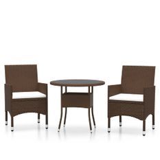 Mobilier à dîner de jardin 3 pcs Résine tressée Marron