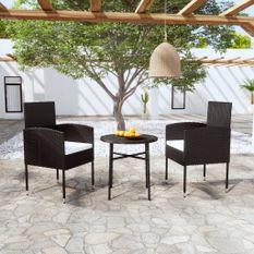 Mobilier à dîner de jardin 3 pcs Résine tressée Noir