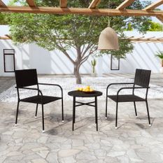 Mobilier à dîner de jardin 3 pcs Résine tressée Noir