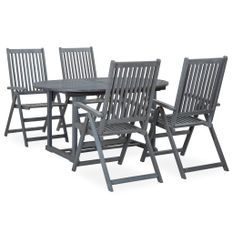 Mobilier à dîner de jardin 5 pcs Bois d'acacia massif Gris 5