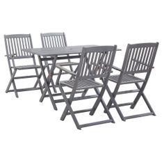 Mobilier à dîner de jardin 5 pcs Bois d'acacia massif Gris 3