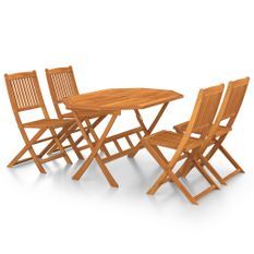 Mobilier à dîner de jardin 5 pcs Bois d'acacia solide 4