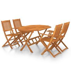 Mobilier à dîner de jardin 5 pcs Bois d'acacia solide 3