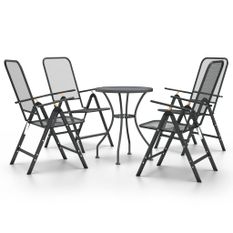 Mobilier à dîner de jardin 5 pcs Maille Métal Anthracite 3