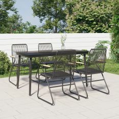 Mobilier à dîner de jardin 5 pcs Noir Rotin PVC