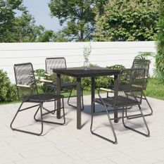 Mobilier à dîner de jardin 5 pcs Noir Rotin PVC